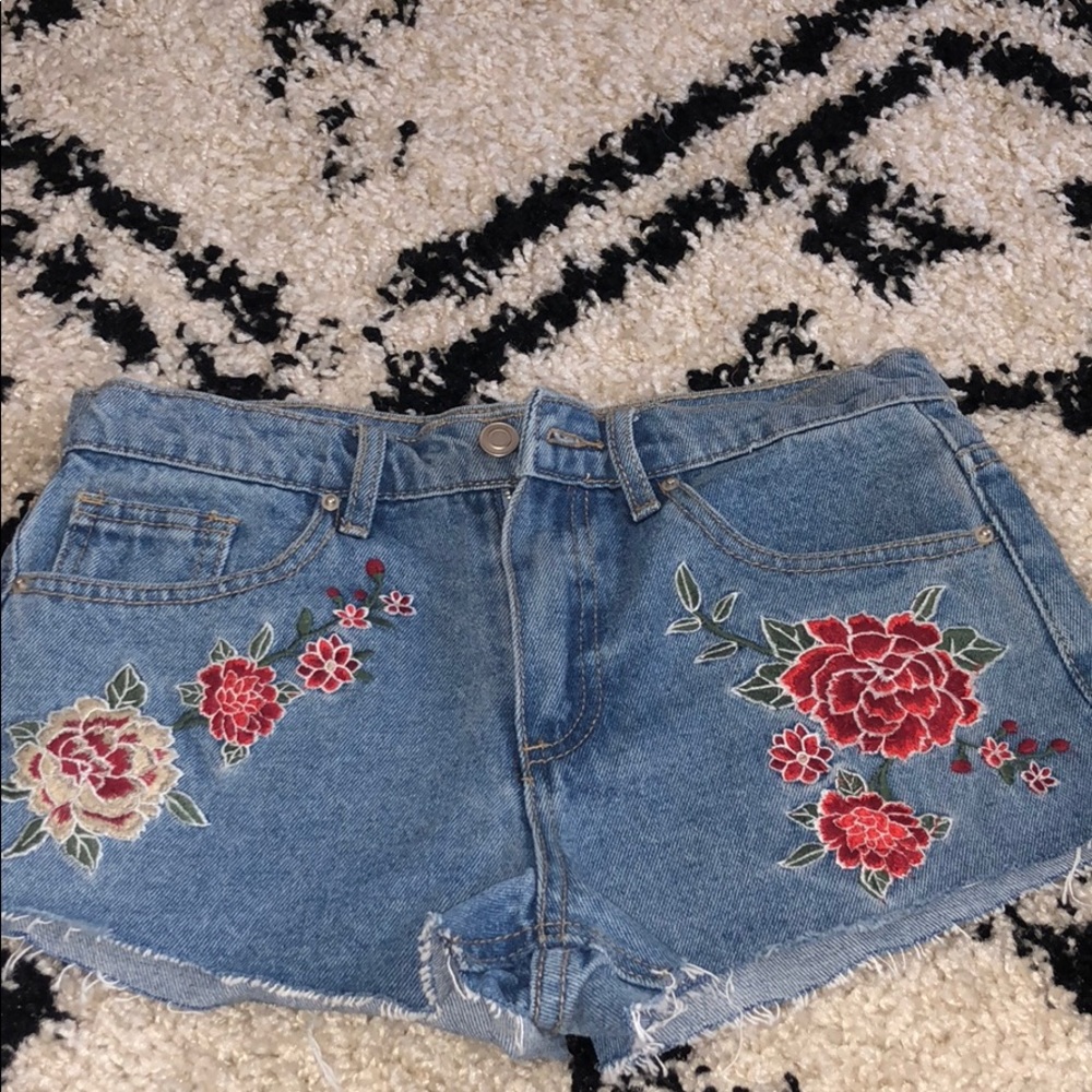 forever 21 embroidered shorts